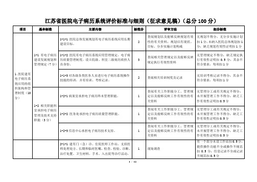 《江苏省医院电子病历系统评价标准与细则(试行)》