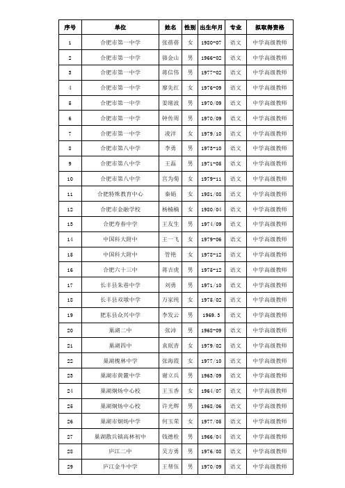 2013合肥市中小学教师职称通过名单公示