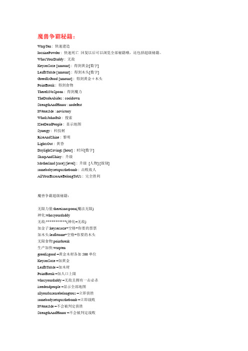 魔兽争霸秘籍各种秘籍秘籍大全无敌修改