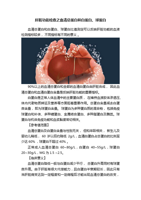 肝脏功能检查之血清总蛋白和白蛋白、球蛋白