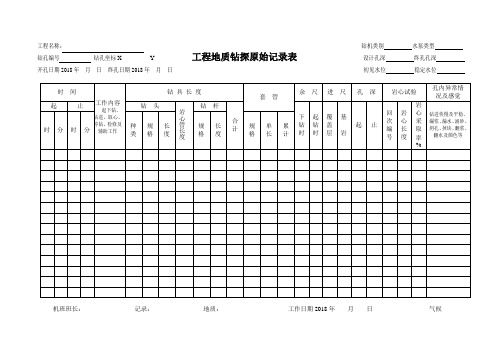 工程地质钻探原始记录表