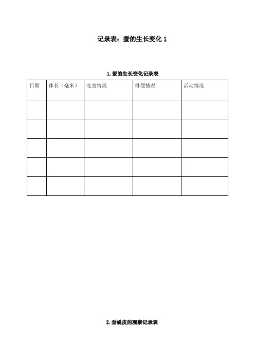 最新教科版小学科学三年级下册《蚕的生长变化》记录表蚕的生长变化1