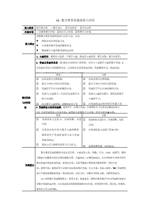 A2数字教育资源获取与评价微能力考核规范