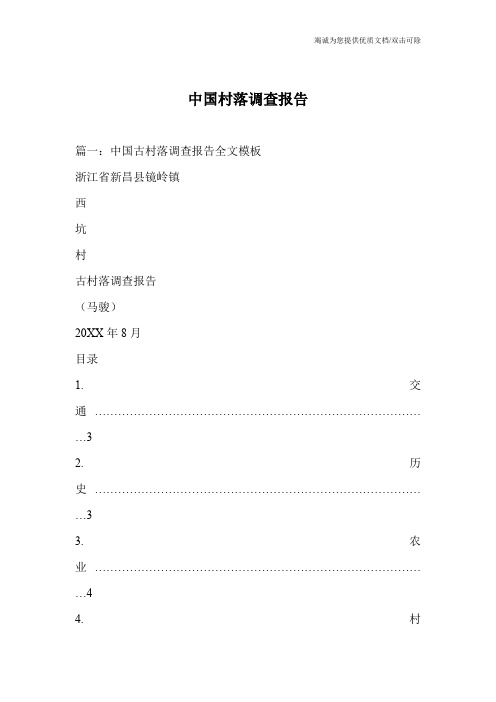 中国村落调查报告