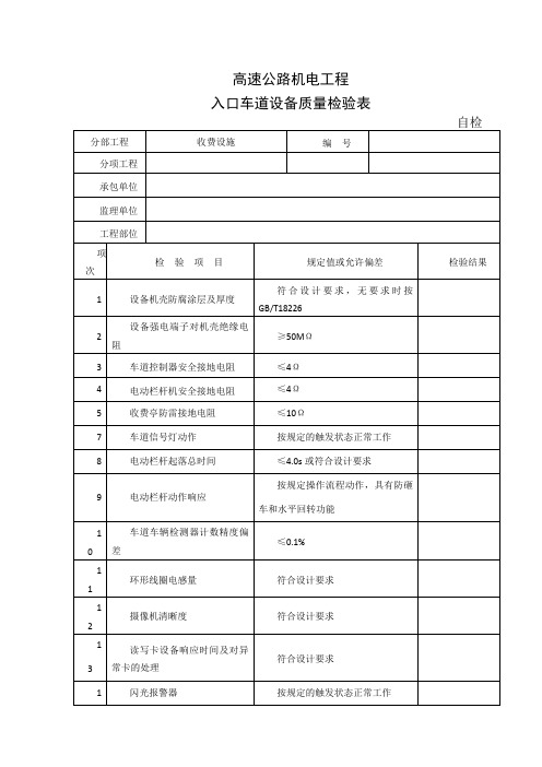 高速公路机电工程设备质量检验表