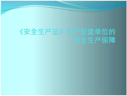 安全生产法 生产经营单位的安全生产保障