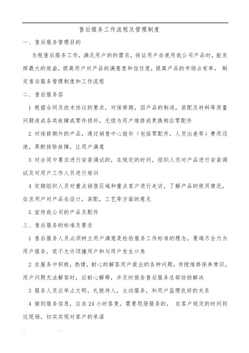 售后服务管理制度及工作流程图