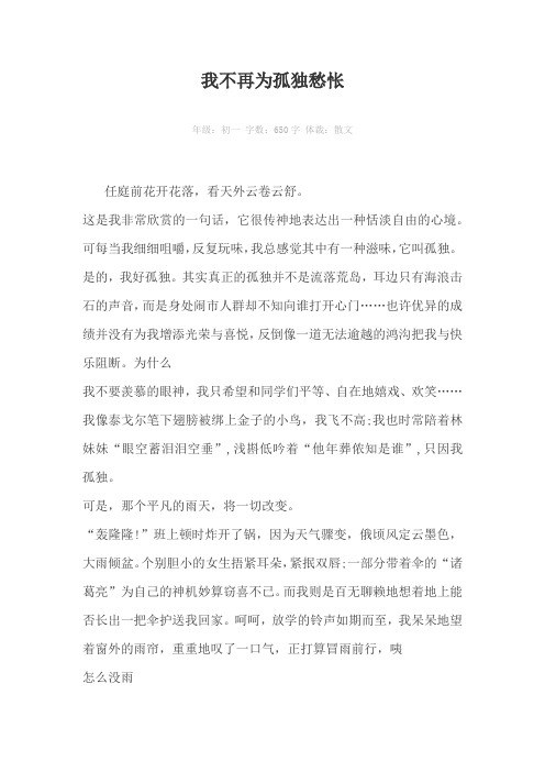 我不再为孤独愁怅650字作文
