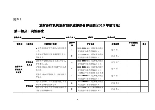 放射诊疗机构放射防护监督综合评价表