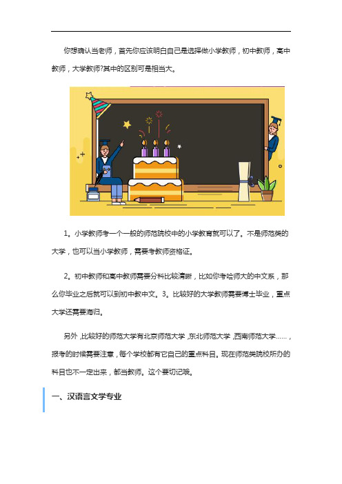 想当老师自考选什么专业合适