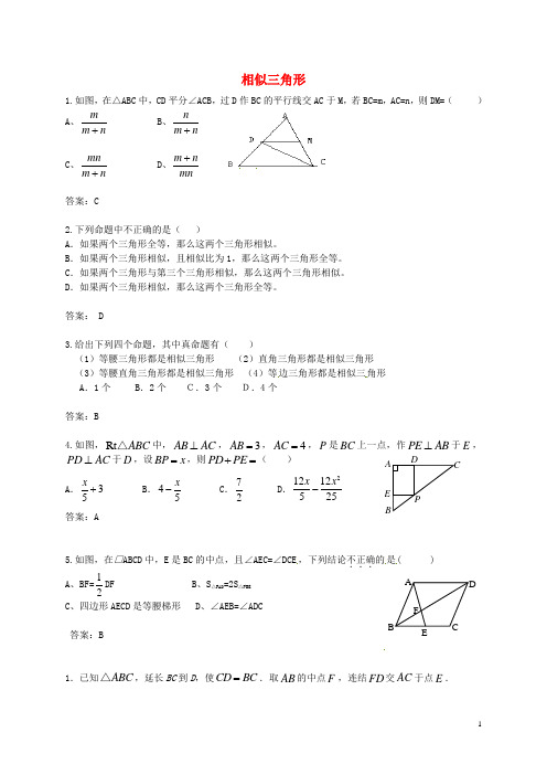 山东省肥城市汶阳镇初级中学九年级数学上册 1.3 相似