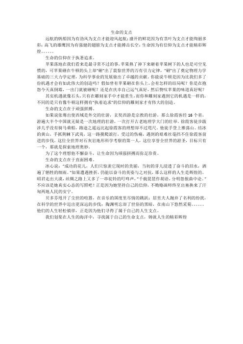 生命的支点_初中作文