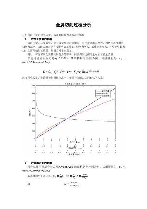 切削用量对加工质量、基本时间和刀具寿命的影响