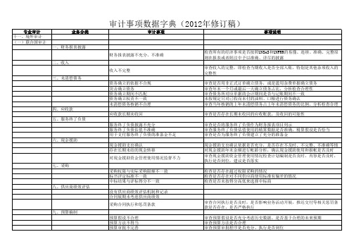 审计事项数据字典(2012年修订稿)