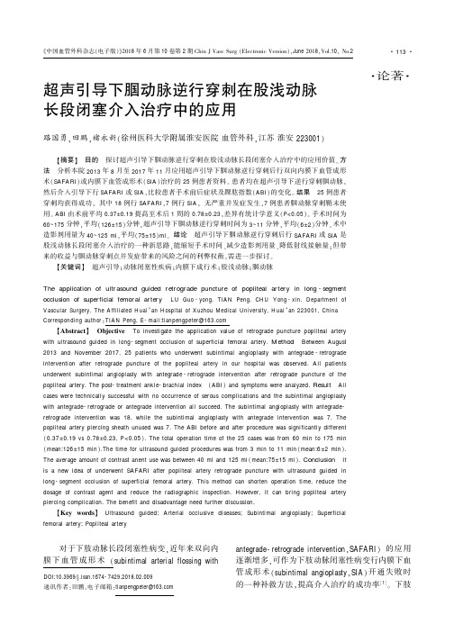 超声引导下腘动脉逆行穿刺在股浅动脉长段闭塞介入治疗中的应用