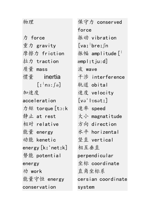 基础物理词汇(英文版)