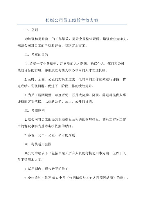 传媒公司员工绩效考核方案