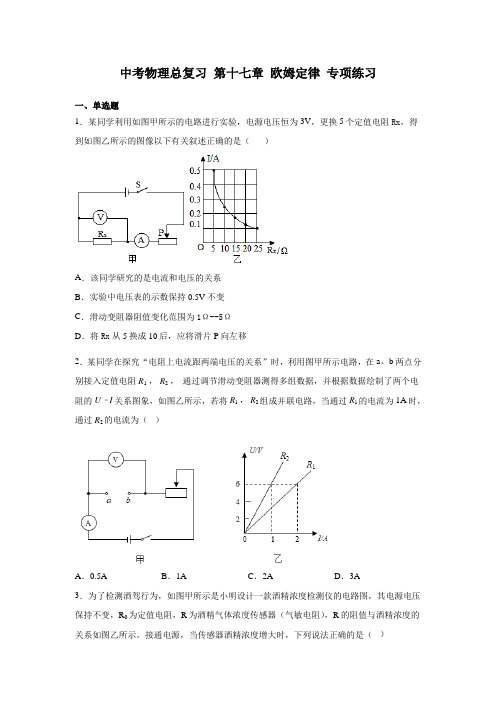中考物理总复习 第十七章 欧姆定律 专项练习