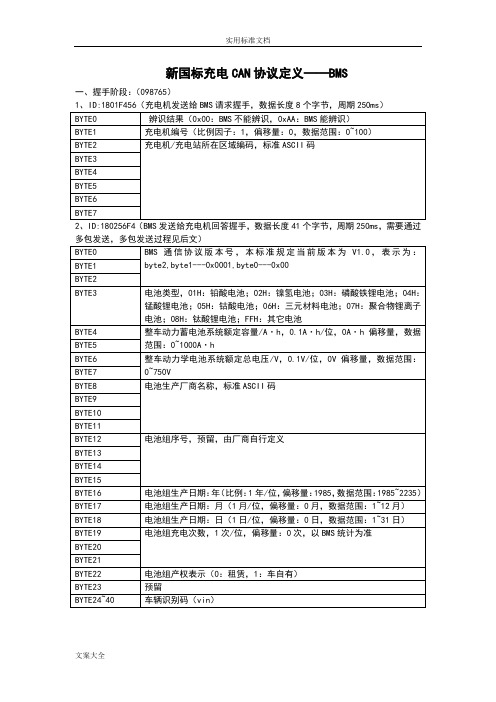 新国标充电CAN协议详情解析汇报