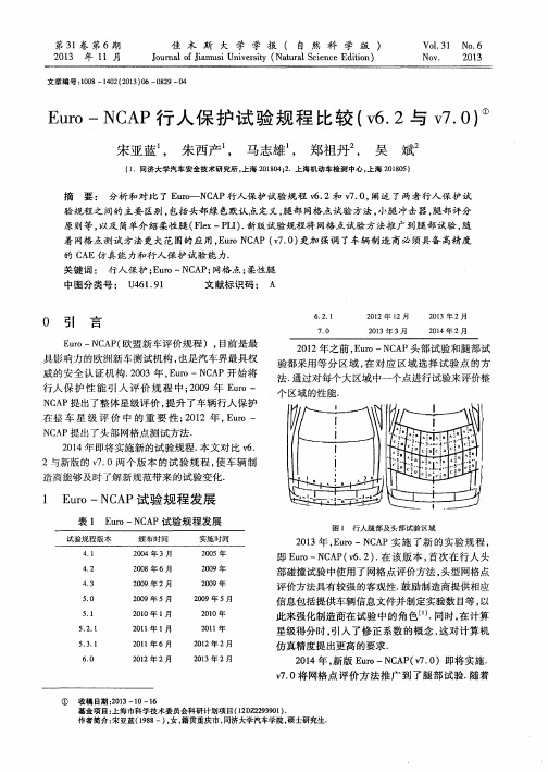 Euro—NCAP行人保护试验规程比较(v6.2与v7.0)