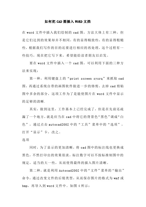 如何把CAD图插入WORD文挡