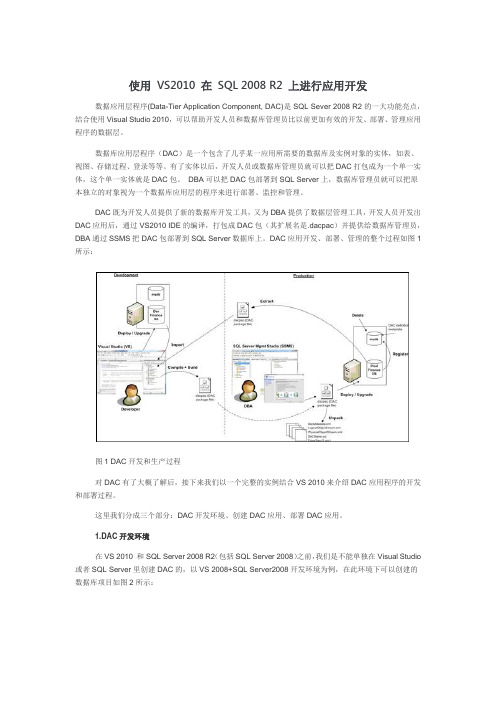 使用 VS2010 在 SQL 2008 R2 上进行应用开发