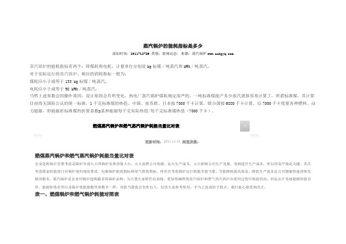 蒸汽锅炉的能耗指标是多少