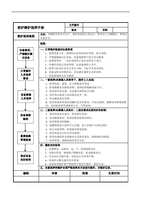 辊道窑炉维护保养手册