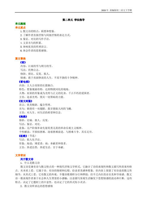 人教部编版语文八年级下册第二单元学法指导