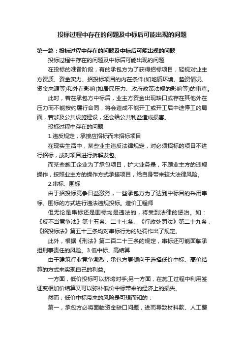 投标过程中存在的问题及中标后可能出现的问题