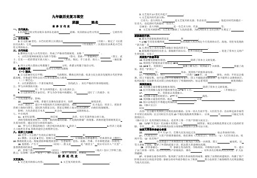 川教版九年级上册历史复习填空1-15课