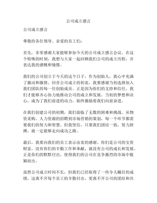 公司成立感言