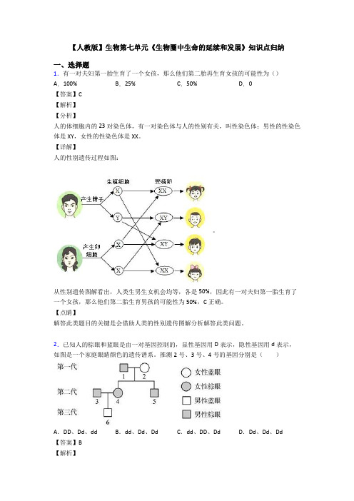 【人教版】生物第七单元《生物圈中生命的延续和发展》知识点归纳