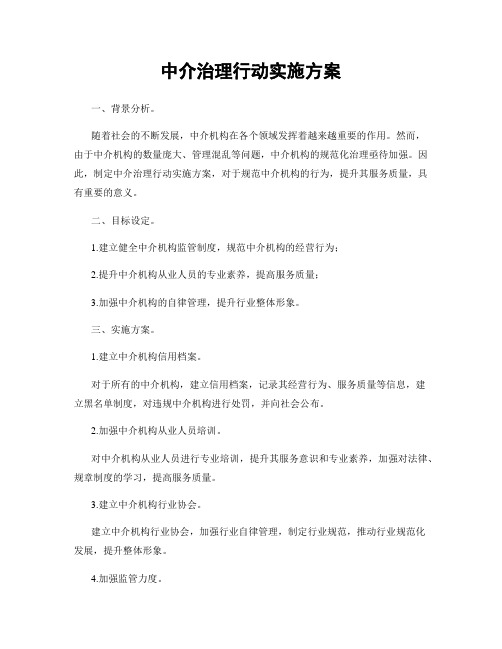 中介治理行动实施方案