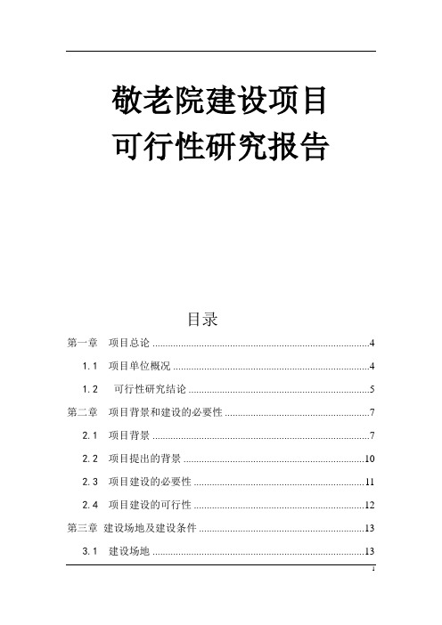 敬老院建设项目可行性研究报告