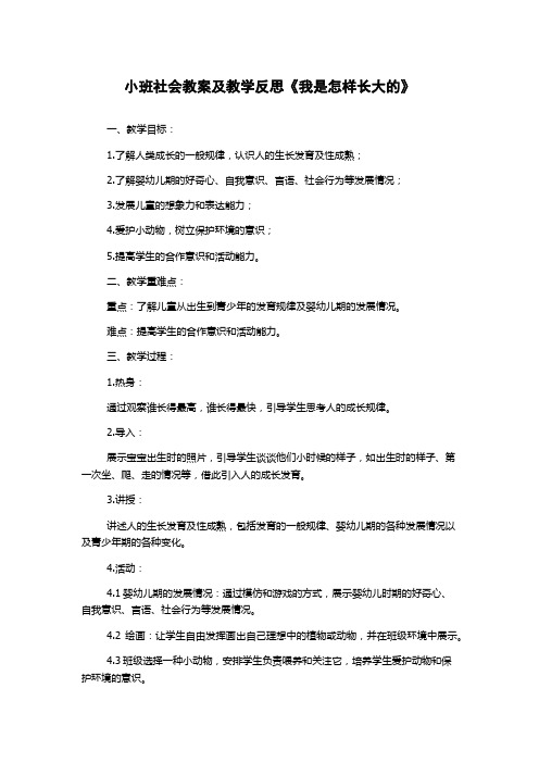 小班社会教案及教学反思《我是怎样长大的》