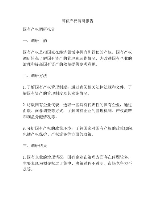 国有产权调研报告