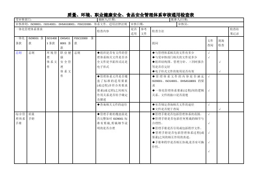 体系内审检查表