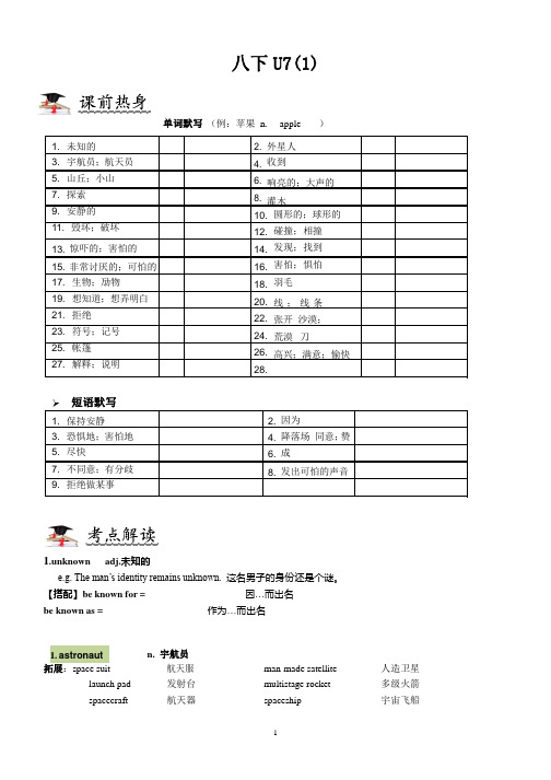 沪教牛津版八年级下册unit7专项讲解-partA