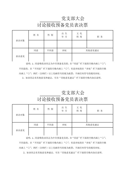 讨论接收预备党员表决票