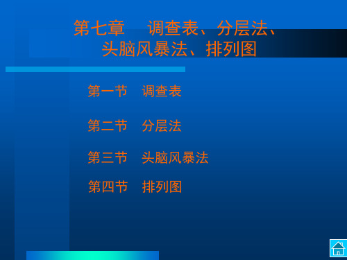 QC小组基本教程--第七章-- 调查表、分层法、头脑风暴法、排列图