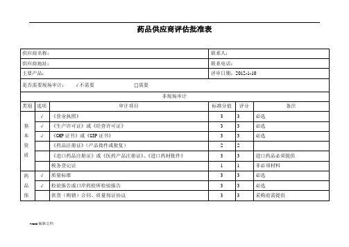 药品供应商评估