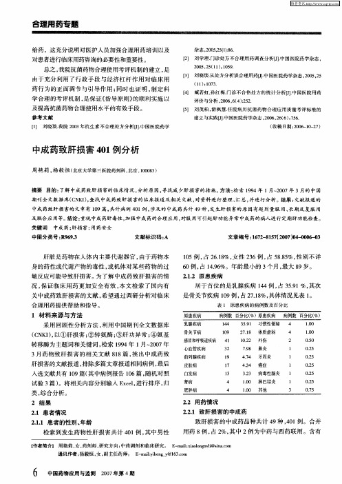 中成药致肝损害401例分析