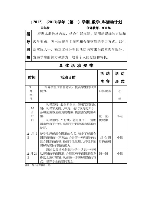 活动计划