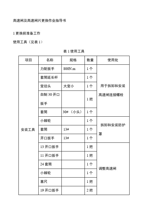 高速闸及高速闸片更换作业指导书.doc