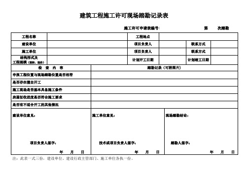 建筑工程施工许可现场踏勘记录表