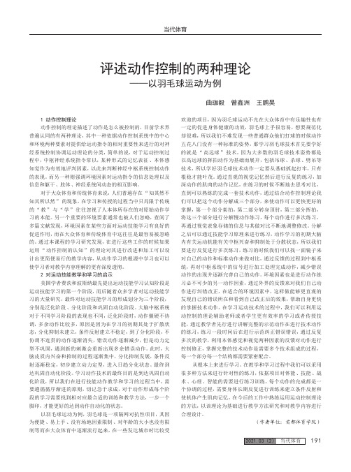 评述动作控制的两种理论——以羽毛球运动为例