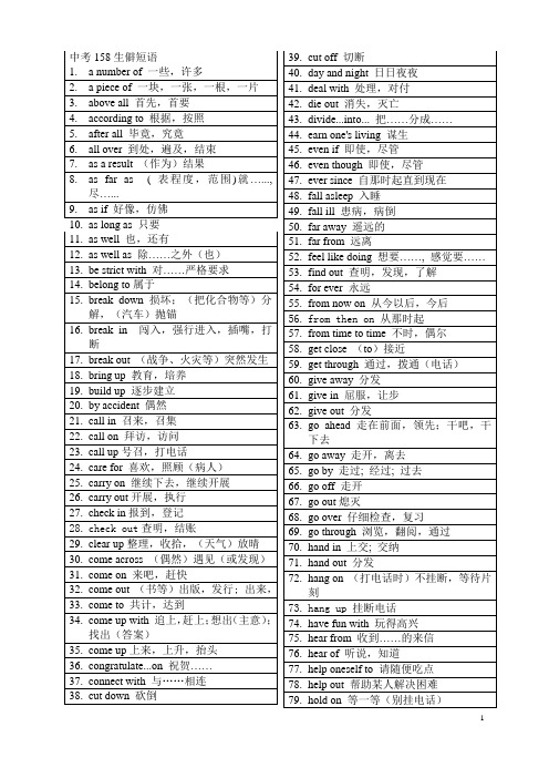 158个生僻短语中英