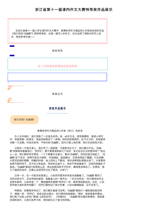 浙江省第十一届课内作文大赛特等奖作品展示