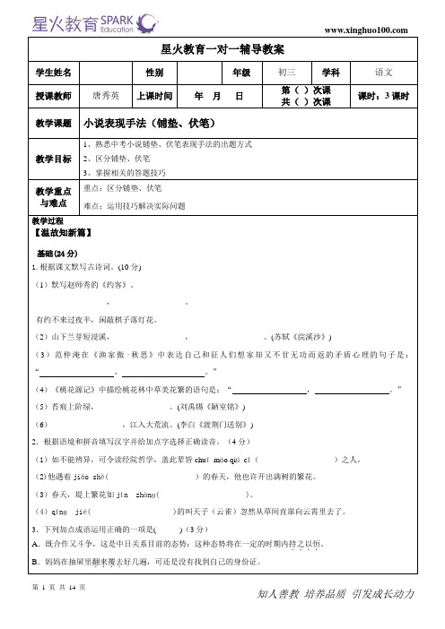 小说表现手法铺垫、伏笔(2)讲解